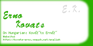 erno kovats business card